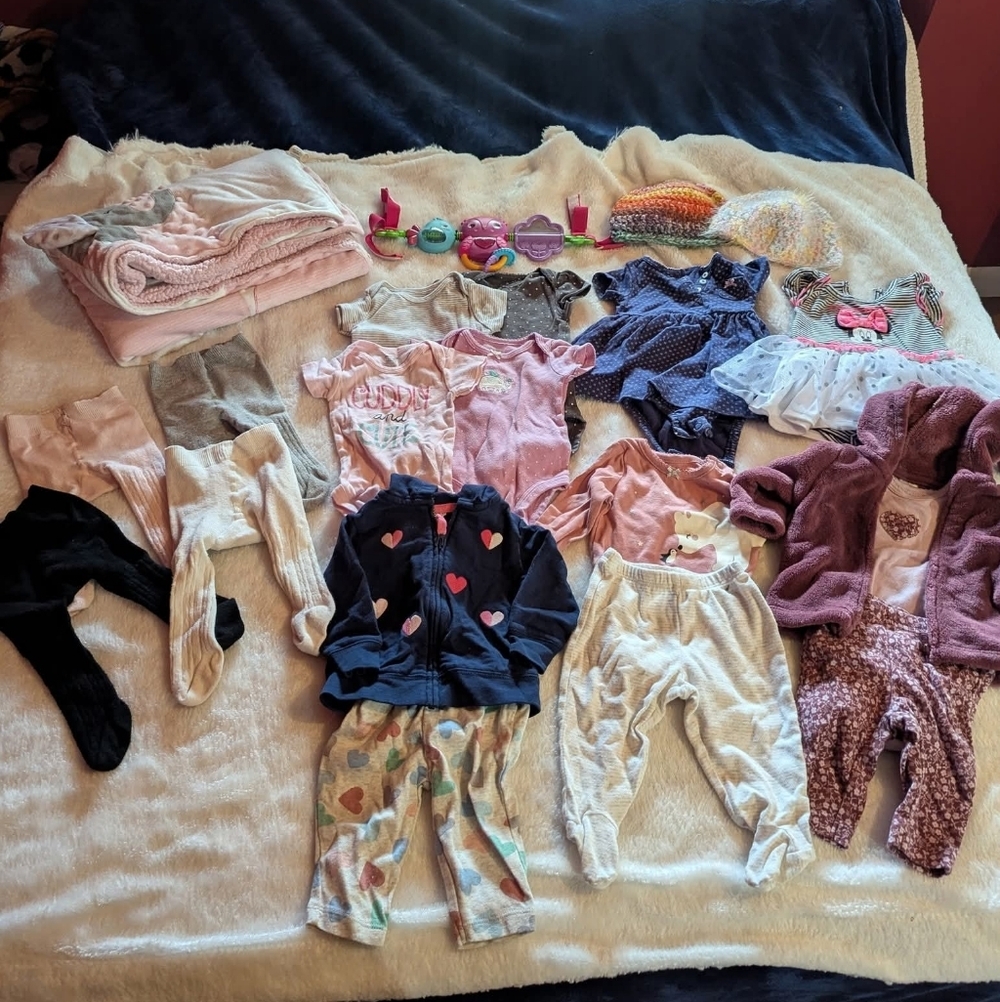 0-3 Month Girl Huge Winter Clothing Lot 30 Pieces Nb Baby Girl Bundle